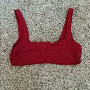 aerie Rust Red Ribbed Scoop Neck Bikini Top